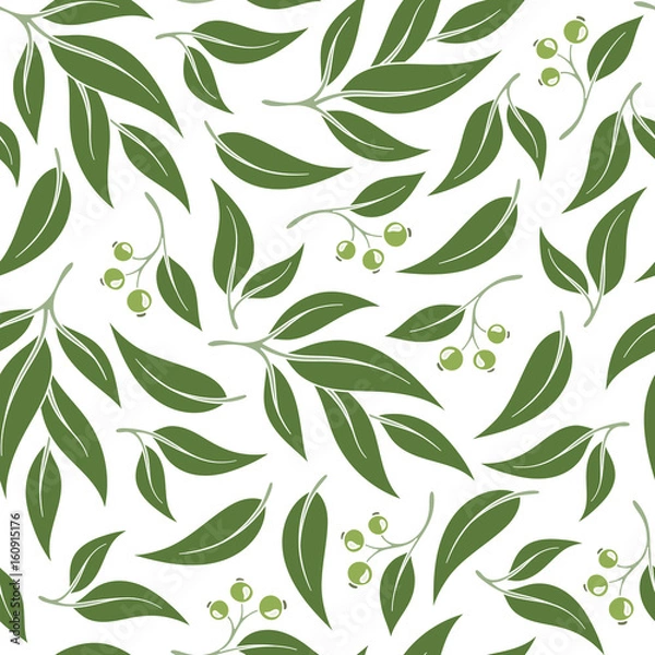 Fototapeta Seamless green leaf pattern.