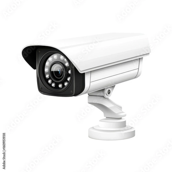 Fototapeta White Security Camera Vector Surveillance System CCTV Technology Safety Control Protection on transparent background