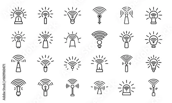 Fototapeta Digital Technology, IT, and Networking Icons Set: Software, Hardware, Data, and Connectivity Symbols
