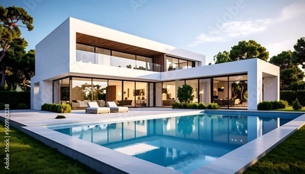 Obraz Modern house with pool (3)