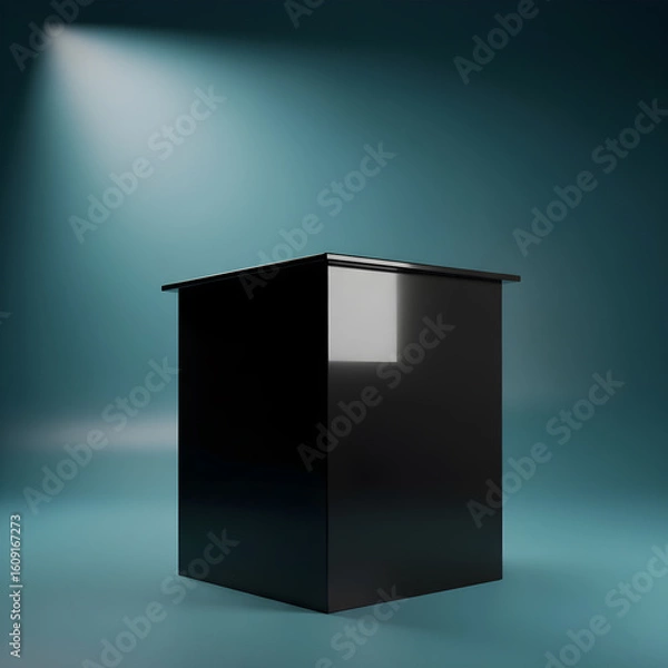 Obraz Open blank cardboard box podium for product design image on a black background