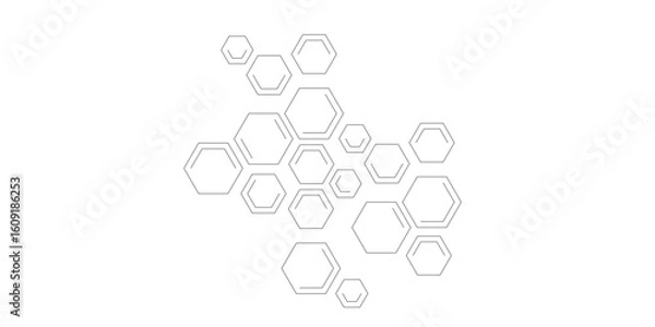 Fototapeta Minimalist abstract background featuring overlapping hexagons in soft gray tones on white. Ideal for tech, science, or medical themes—modern, clean, and geometric design aesthetics.