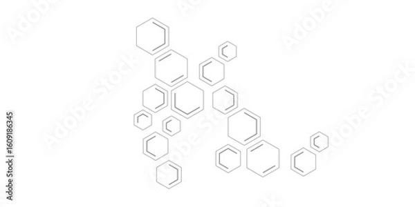 Fototapeta Minimalist abstract background featuring overlapping hexagons in soft gray tones on white. Ideal for tech, science, or medical themes—modern, clean, and geometric design aesthetics.