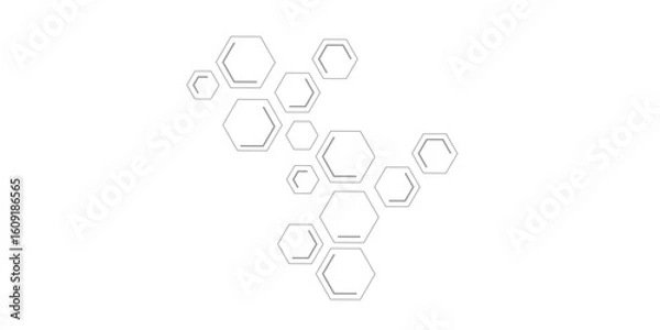 Fototapeta Minimalist abstract background featuring overlapping hexagons in soft gray tones on white. Ideal for tech, science, or medical themes—modern, clean, and geometric design aesthetics.