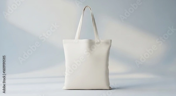 Fototapeta Neutral tote bag mockup on plain studio background for customizable design space.
