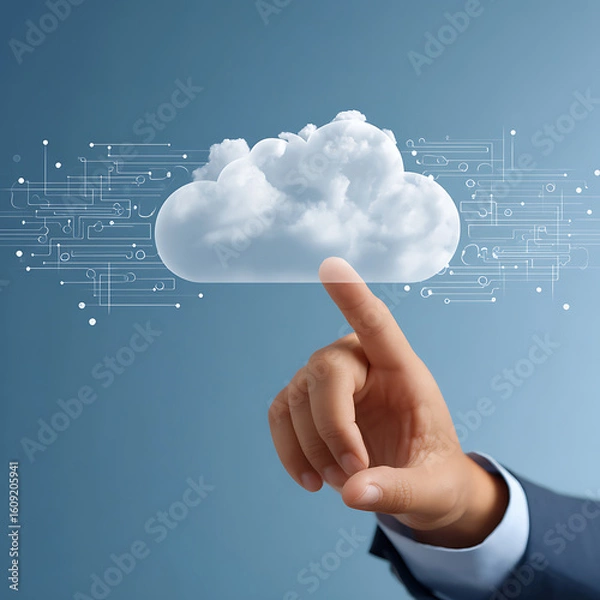 Obraz Cloud Computing Data Security and Hand Interaction Concept