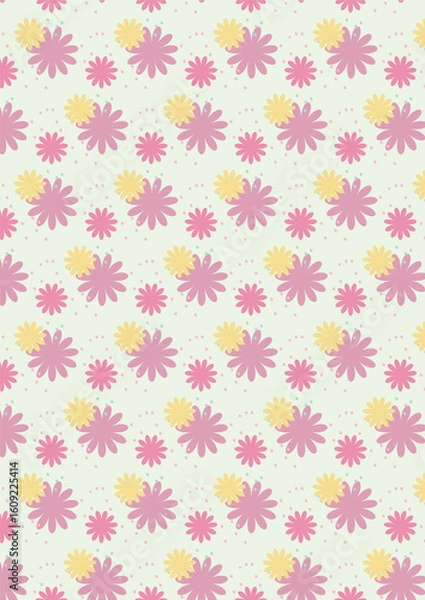 Fototapeta seamless pattern with pink flowers
