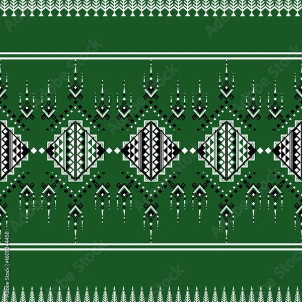 Obraz Tribal Geometric Border on Forest Green Background