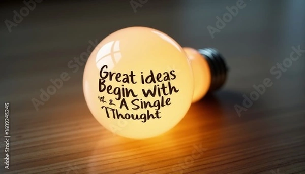 Obraz Light Bulb with Inspirational Quote about Ideas and Thoughts