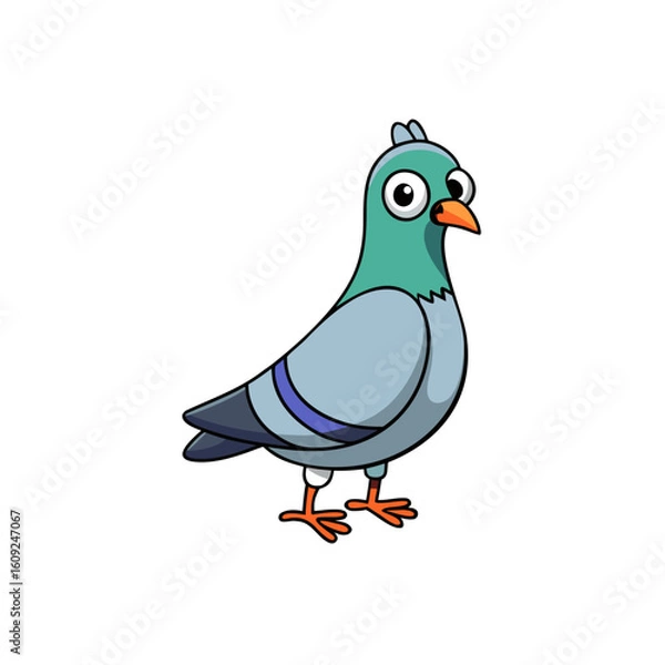 Obraz Creative Vector Style Pigeon on White Background