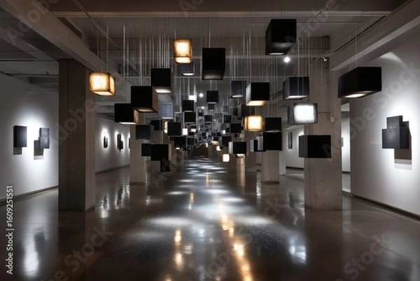 Fototapeta Illuminated Cubes Art Gallery