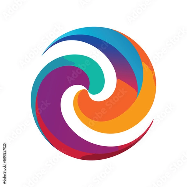 Fototapeta Abstract Swirl Shape In Colorful Vector On White