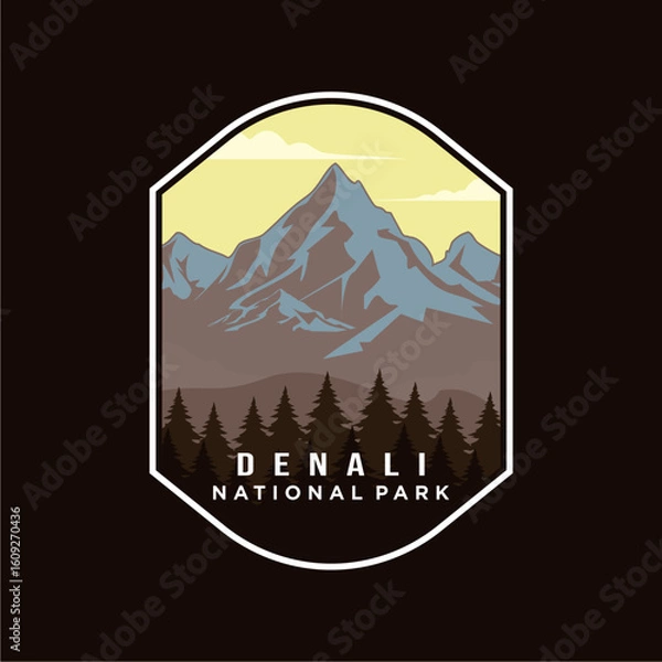 Obraz Denali National Park patch logo vector illustration