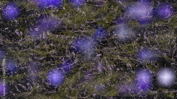 Fototapeta Dark, textured abstract with vibrant purple and blue glowing orbs, creating a mystical, cosmic, or deep-space feel. Ideal for backgrounds or fantasy themes. Digitally generated image.