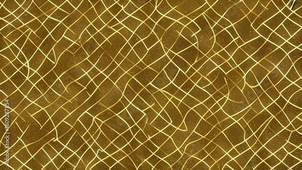 Fototapeta Gold metallic geometric mosaic pattern on a brown leather texture background