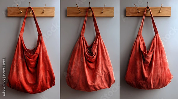 Fototapeta Transforming an Old T-shirt into a Stylish Bag Step-by-Step Guide Home DIY Tutorial Indoor Creative Concept