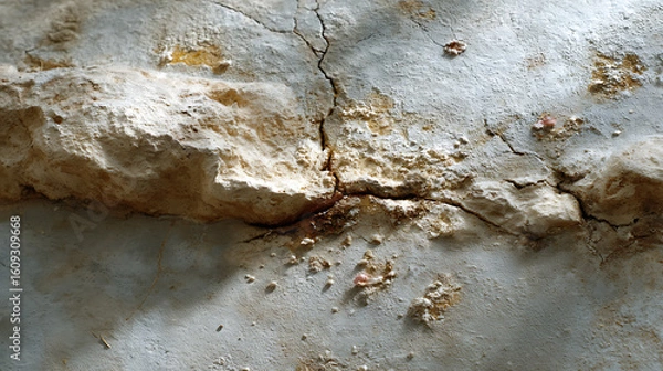 Fototapeta Weathered Stone Surface with Cracks Interior Setting Macro Photography Textured Environment Artistic Viewpoint