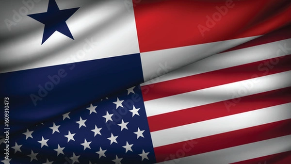 Fototapeta High Quality background with Two Flags of Panama and USA
