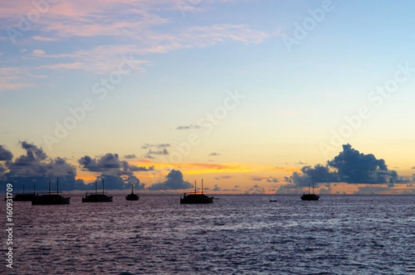 Obraz Evening scene of Indian Ocean with fisherman boats