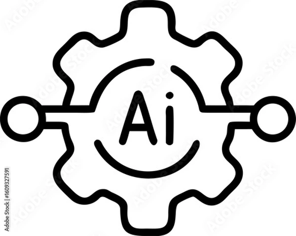 Fototapeta ai icon vector icon on white or transparent background. Graphic design Stroke icon collections. Editable Stroke icon collection Outline icon.