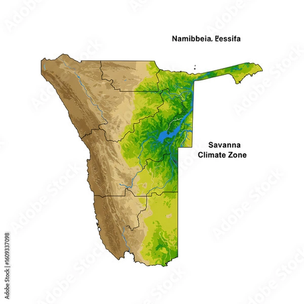 Obraz Namibia savanna and desert climate zones
