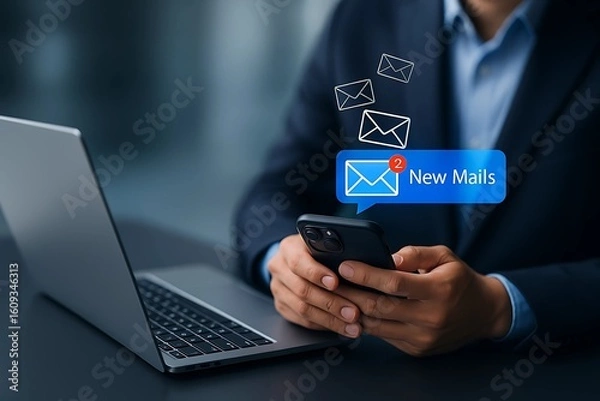 Obraz Mobile Email Notification and Real-Time Communication for Business Professionals