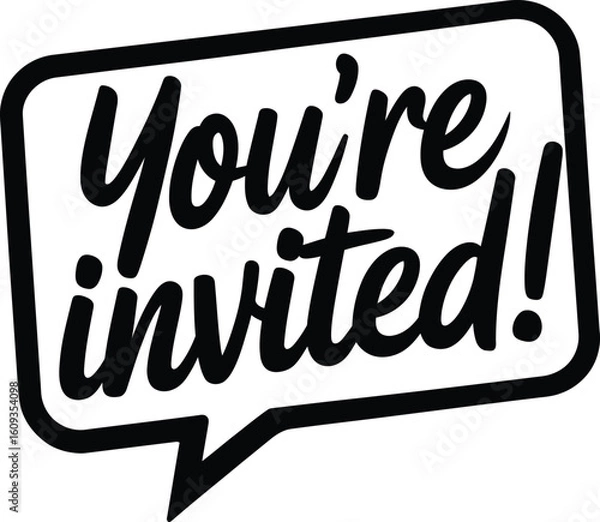 Fototapeta You're Invited Text in Speech Bubble