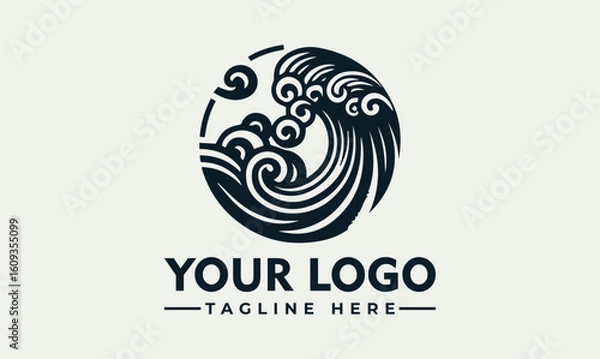 Obraz Stylized logo featuring a circular design of ocean waves, conveying a sense of power and tranquility.