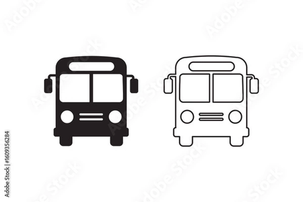 Fototapeta Bus Icon vector isolated on white background. Black bus vector icon