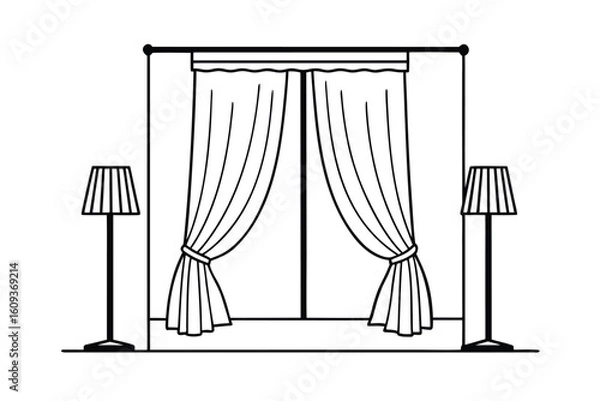 Fototapeta Room With Double Curtains Layered Textures And Soft Light