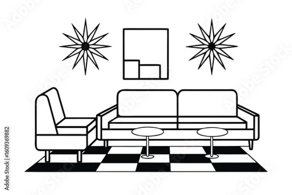 Obraz Retro Modern Interior With Modular Seating