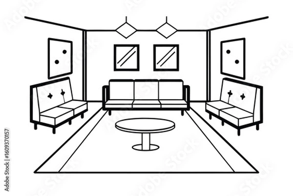 Obraz Retro Modern Interior With Modular Seating