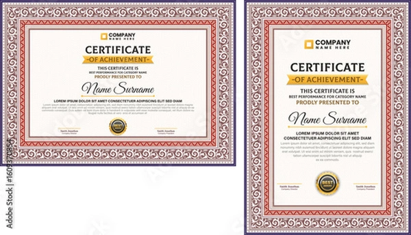 Fototapeta Certificate of Achievement in Reaching Defined Organizational Milestones