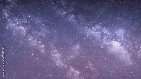 Fototapeta A fantasy illustration of a deep blue cosmic sky with bright stars and a cloud of nebula