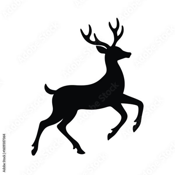 Obraz  deer silhouette vector illustration with antlers isolated