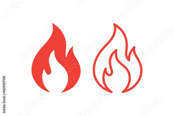 Fototapeta Fire icon vector isolated on white background. Fire flame icon template. Fire flames symbol vector