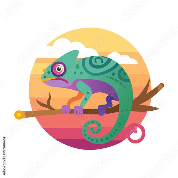 Obraz chameleon on a branch