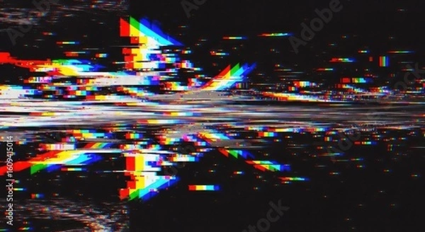 Fototapeta Glitch effect abstract background with colorful distortion
