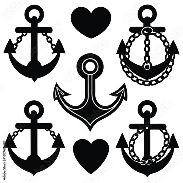 Fototapeta Nautical Anchors & Marine Elements - Vector Set