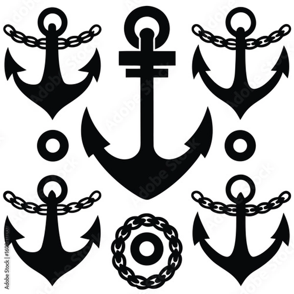 Fototapeta Nautical Anchors & Marine Elements - Vector Set