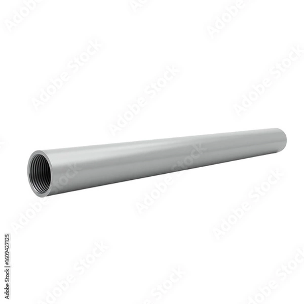 Fototapeta One metal pipe concept, Metal pipe with threaded end on White Background