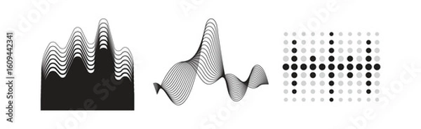 Fototapeta Set Audio equalizer black white icons flat isolated vector illustration Collection
