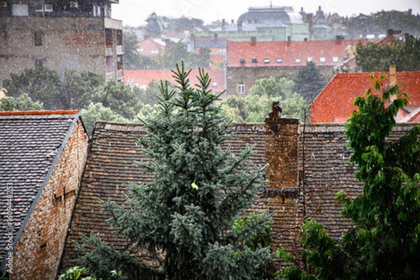 Obraz Storm clouds over Osijek rooftops