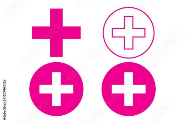 Fototapeta Plus Icons set. Add plus icon. Addition sign. Medical Plus icon