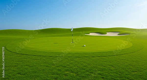 Fototapeta 緑のゴルフ場の芝とゴルフ