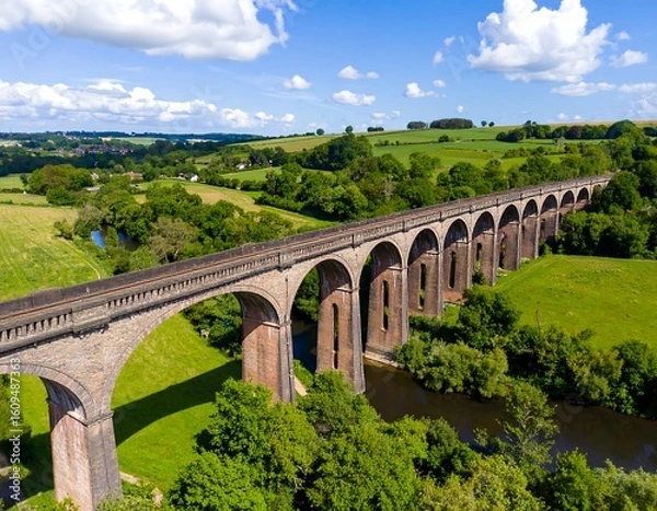 Obraz Aerial view of a railway viaduct