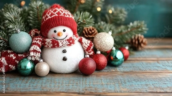 Fototapeta Festive Snowman Decor