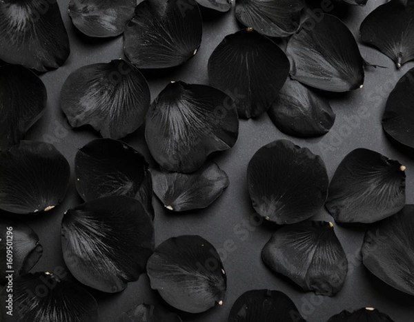 Obraz 黒い背景に黒の花びらのシームレスの背景	