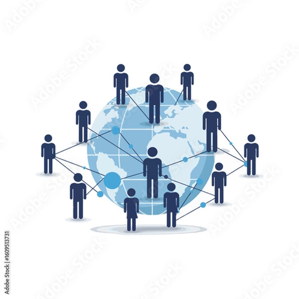 Fototapeta Unified Global Community: People on a World Globe