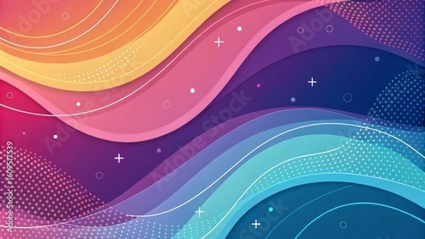 Obraz Gradient abstract background with colorful wavy shapes and modern elements, dynamic design concept